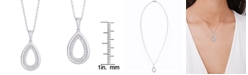 Macy's Diamond 1/3 ct. t.w. Teardrop Outline Pendant Necklace in Sterling Silver